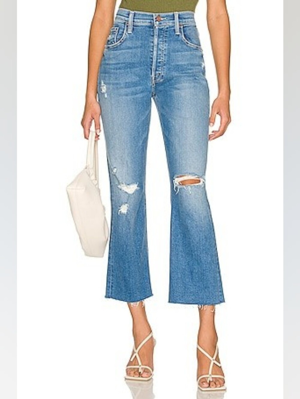 MOTHER Women's The Tripper Button Fly Ankle Fray Jeans